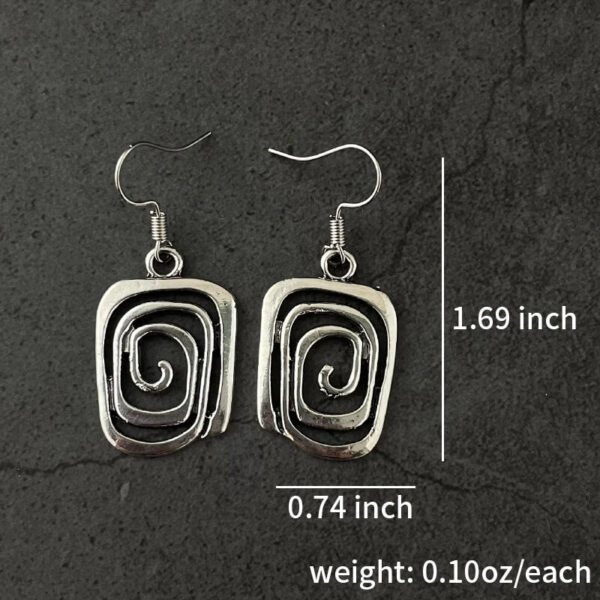 Exaggerated Personality Spiral Hollowed Out Square Earrings Size