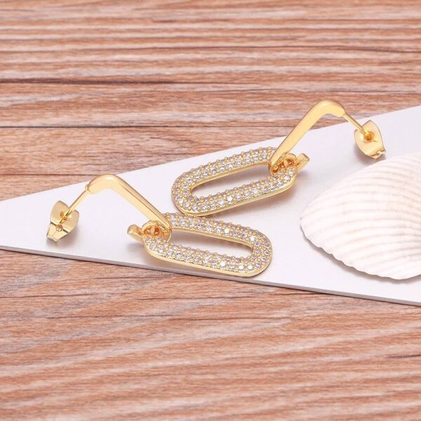 Geometric Pendant Charm Jewelry CZ Dangle Earrings-