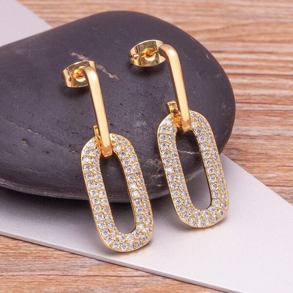 Geometric Pendant Charm Jewelry CZ Dangle Earrings