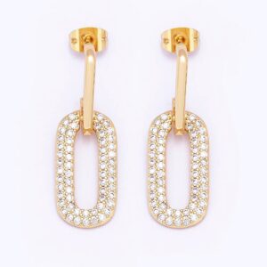Geometric Pendant Charm Women Jewelry CZ Dangle Earrings