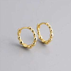 Gold Minimalist Bubble Ball Huggie Hoop Earrings for Women