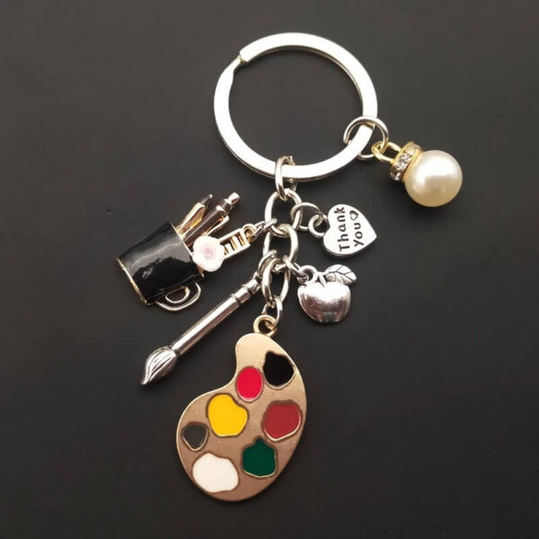 Handmade Artist's Palette Enamel keychain Set