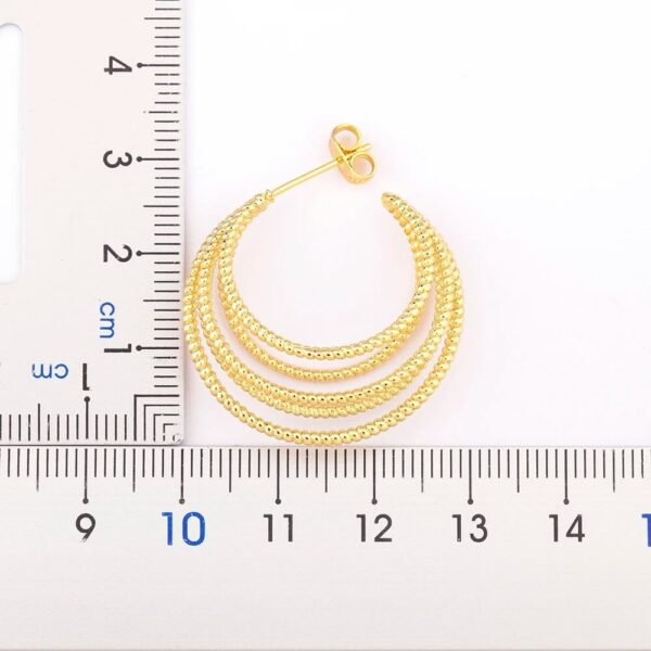Hollow Design Gold Large Circle Multi-Layer Drop Earrings (3)