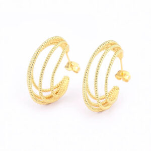 Hollow Design Gold Large Circle Multi-Layer Drop Earrings