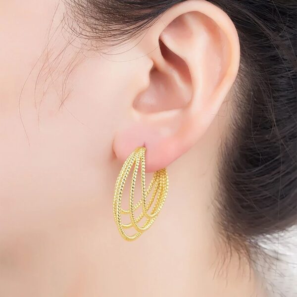 Hollow Design Gold Large Circle Multi-Layer Drop Earrings (4)