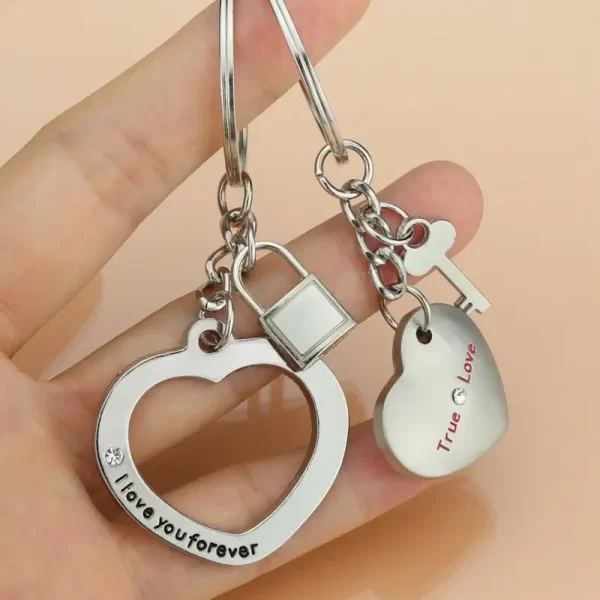 I love Your Couple Keychain Heart Padlock with Key