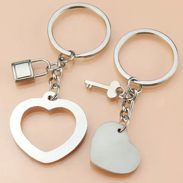 I love Your Forever Couple Keychain Heart Padlock Key