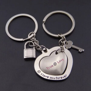 I love Your Forever Couple Keychain Heart Padlock with Key