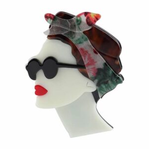 Lady Brooch with Bow Headband and Black Sunglasses