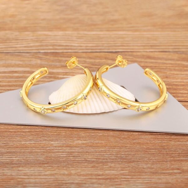Micro Inlaid Shiny Crystal Zircon Circle Hoop Earrings Women Jewelry (4)