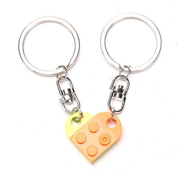 Orange Matching Brick Heart Couple Keychain