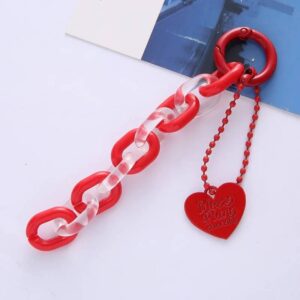 Red Acrylic Link Chain Heart Keychain