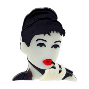 Red Lips and Black Hair Woman Pin Brooch