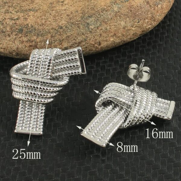 Silver Geometry Stainless Steel Knot Stud Earrings
