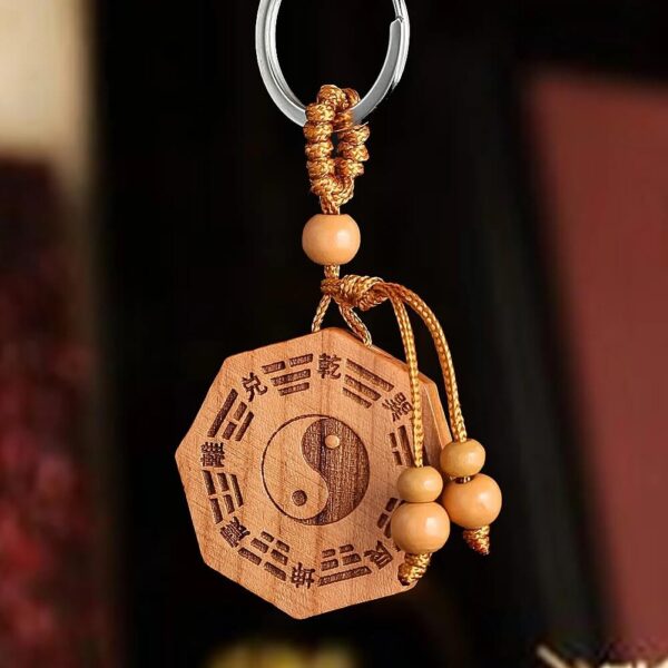 Tai Chi Yin-Yang Symbol Wooden Keychain 3