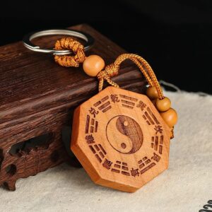 Tai Chi Yin-Yang Symbol Wooden Keychain