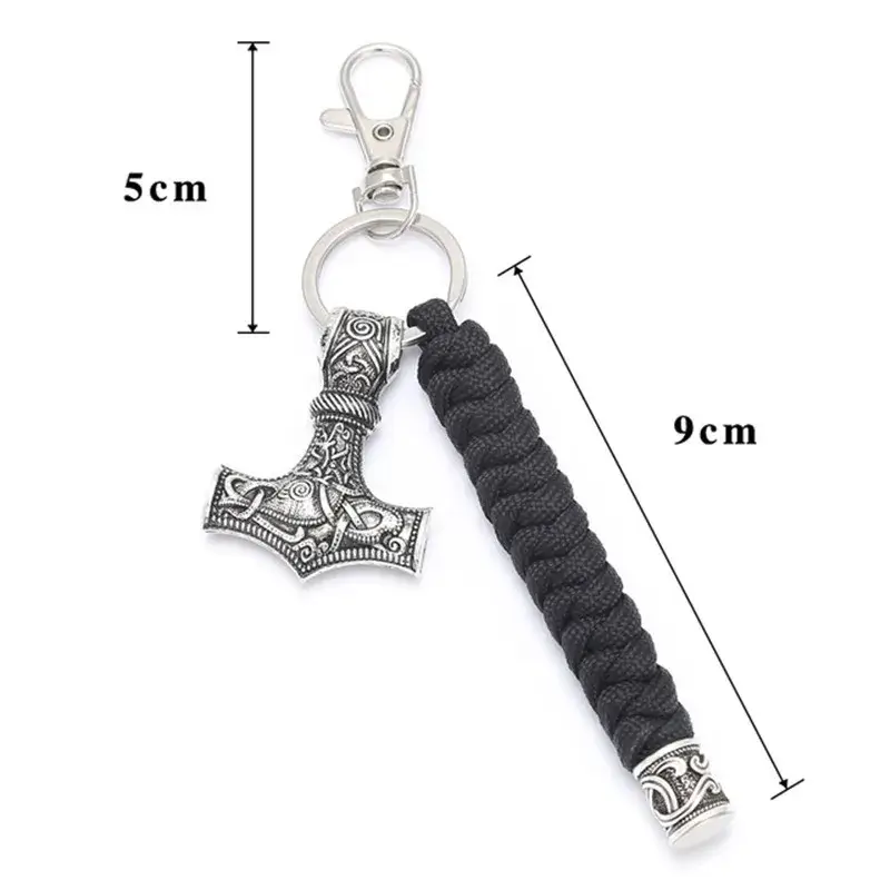 Thor Hammer Mjolnir Paracord Keychain Size