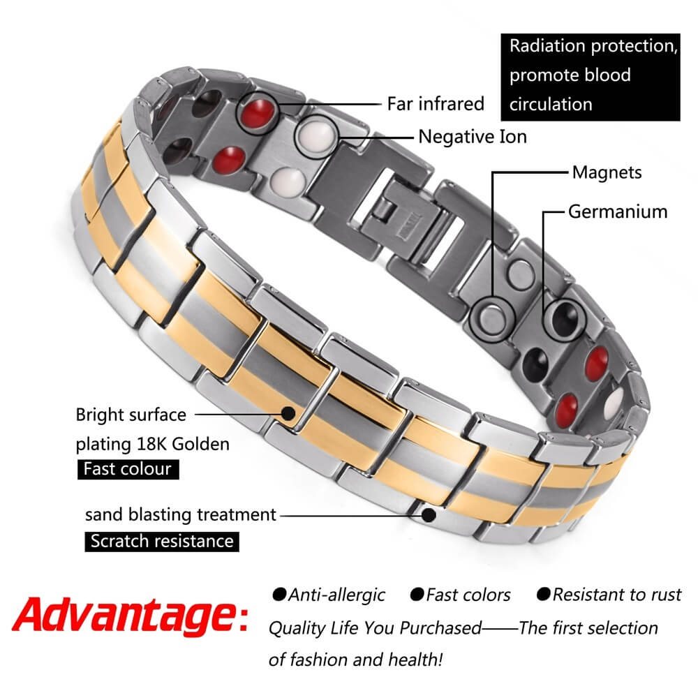 Titanium Power Magnetic Therapy Health Bracelet Features