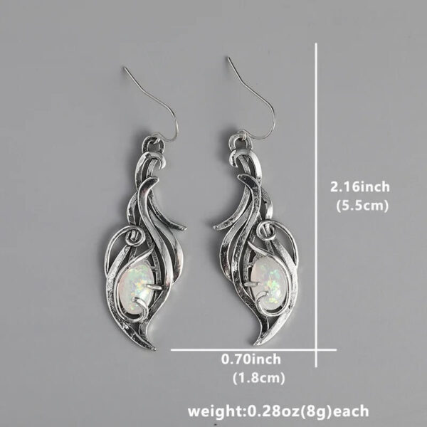 Trendy Oval Fire Opal Drop Earrings Size Info