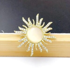Unique Gold Seashell Disc Sunshine Brooch Pin