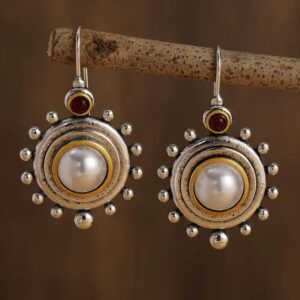 Vintage Dotted Pearl Drop Earrings