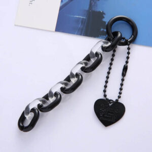 black Acrylic Link Chain Keychain