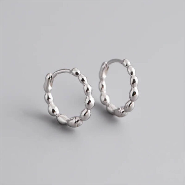 silver Minimalist Bubble Ball Huggie Hoop Earrings for Women