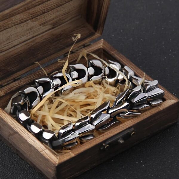 silver Ouroboros Stainless Steel Charm Bracelets Men's Jewelry