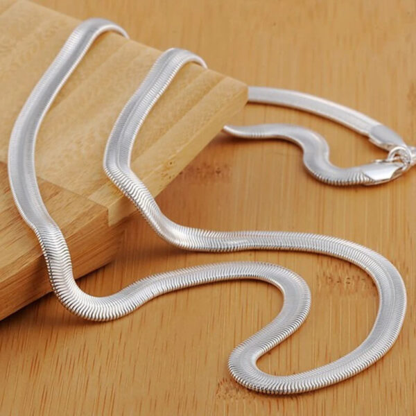 925 Sterling Silver Flat Snake Chain Necklace (1)