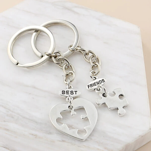 Best Friends Jigsaw Heart Puzzle Keychain for Couple