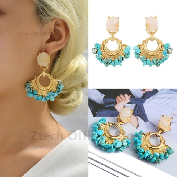 Bohemian style gold hoop beaded earrings
