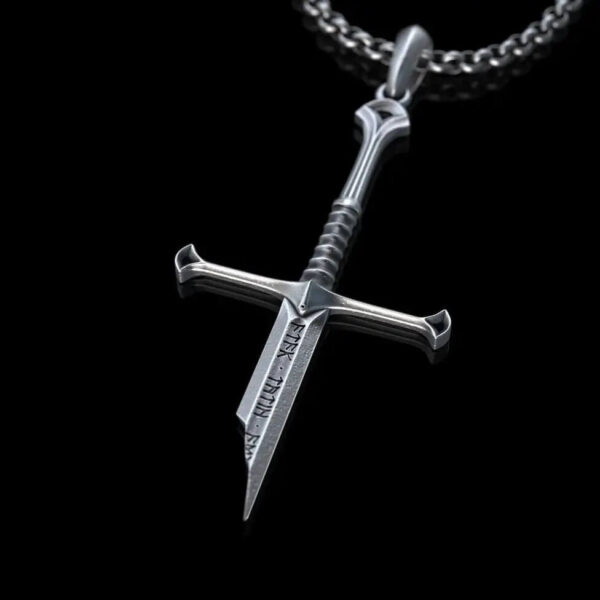 Broken Sword Pendant Chain Necklace