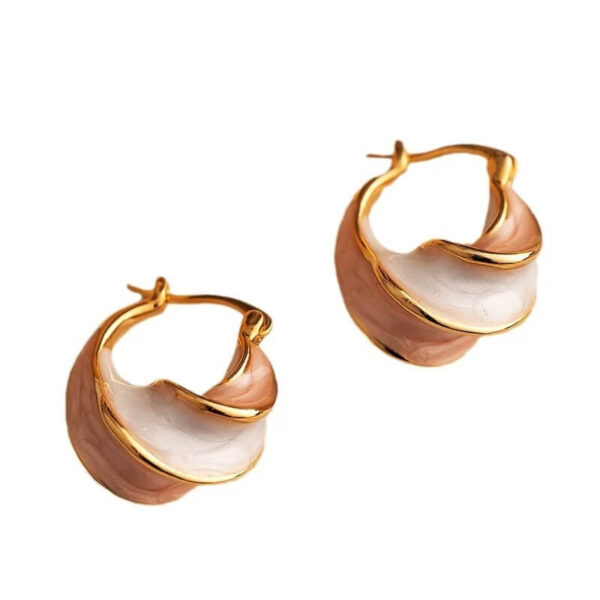 Chic Geometric Two Tone Enamel Hoop Earrings (3)