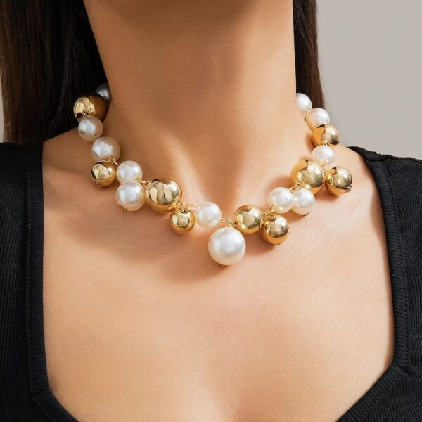 Chunky Gold Pearl Chain Choker Necklace CCB Women Jewelry