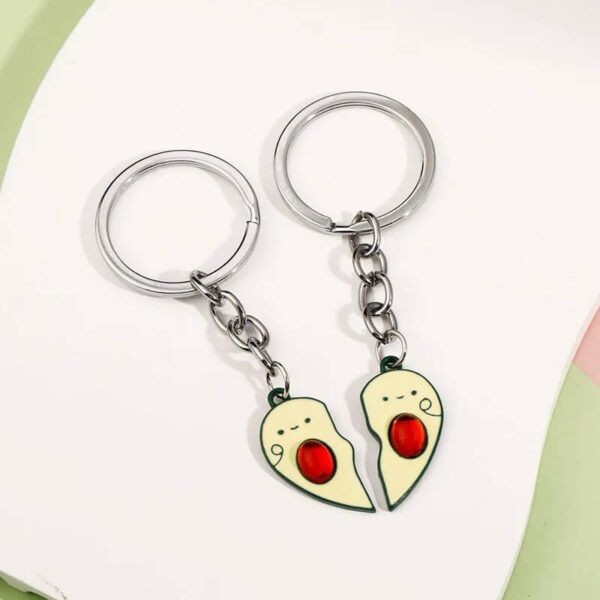 Cute Heart Shaped Avocado Keychain Set for BBF