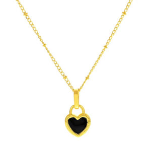 Double Sided Heart Pendant Necklace Charm Women Jewelry