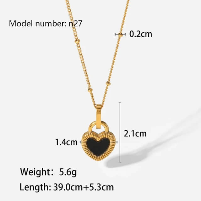 Double Sided Heart Pendant Necklace Size