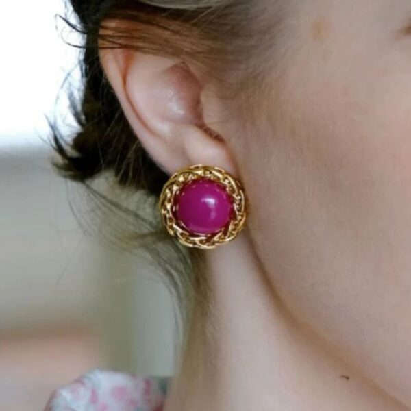 FashionGold Tone Round Resin Stud Earrings