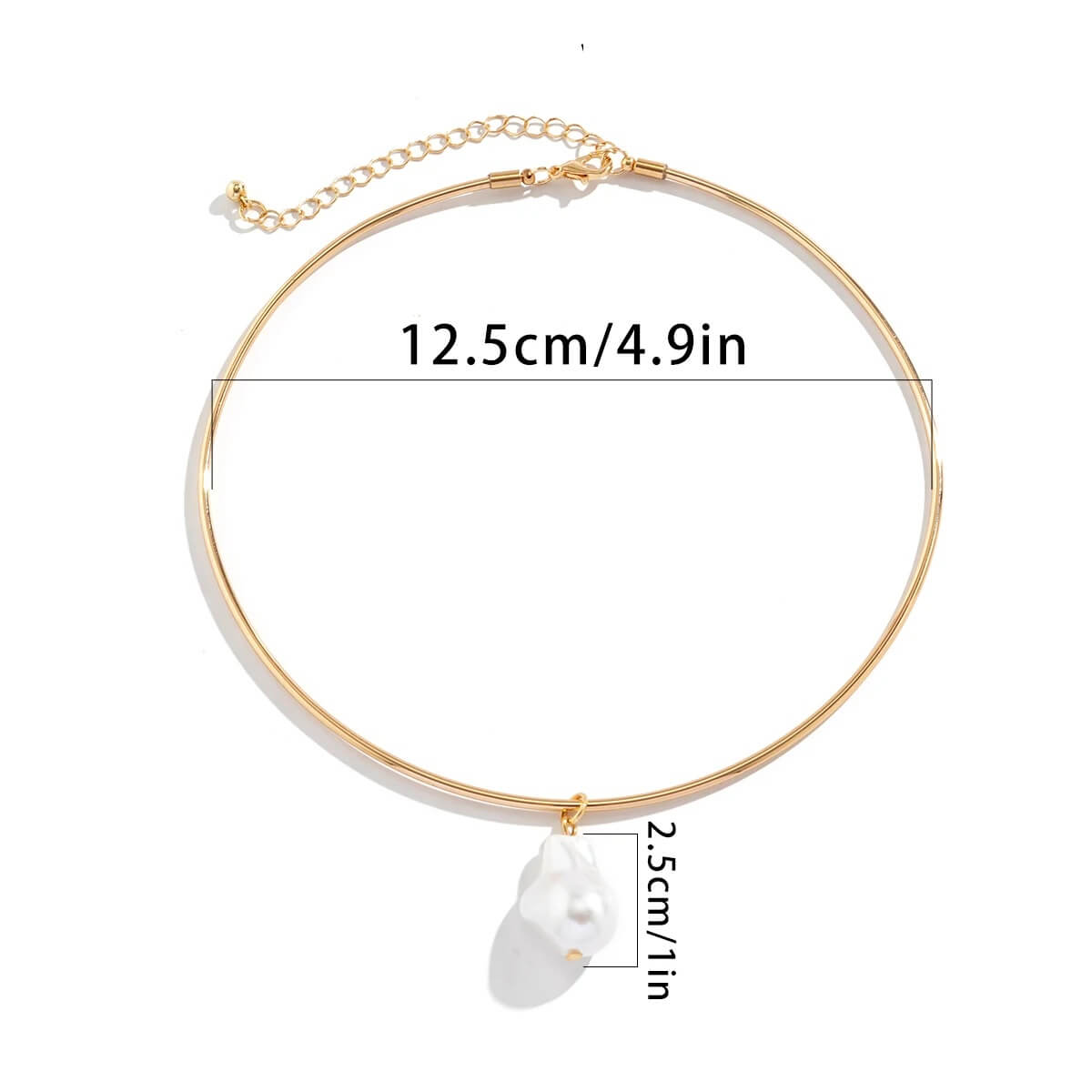 Faux Pearl Pendant Chain Necklace Size