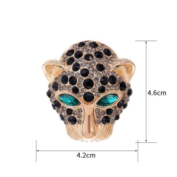 Leopard Head Rhinestone Brooch Size