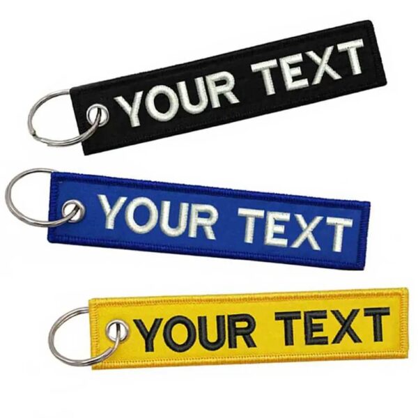 Personalized Text Tag Custom Double-sided Embroidered Keychains