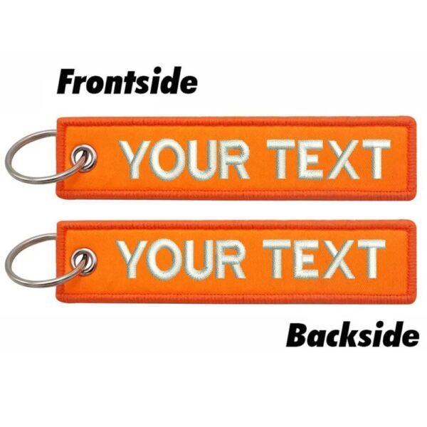 Personalized Text Tag Orange Keychain