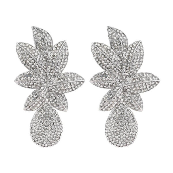Rhinestone Pineapple Shaped Drop Earrings -silver_white