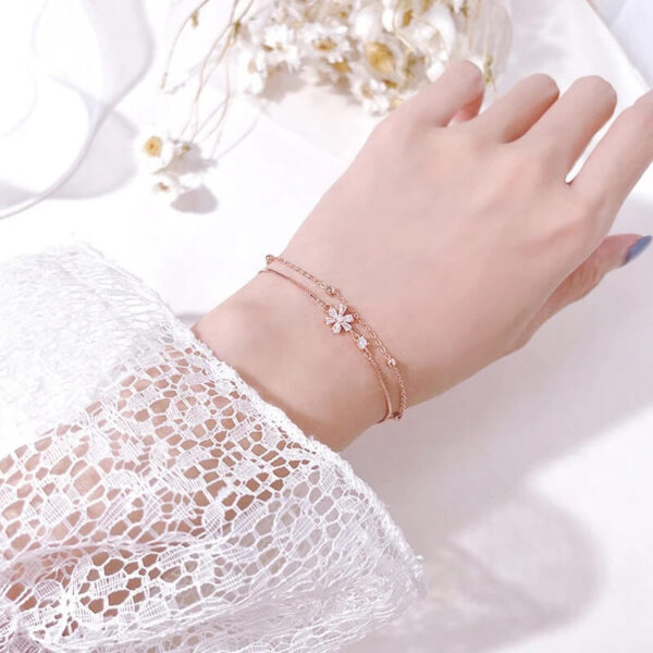 Sakura Shape Double Chain Bracelet (1)