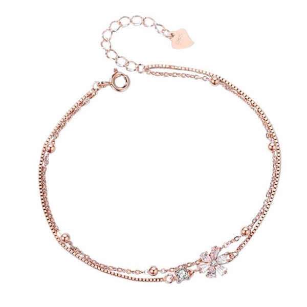 Sakura Shape Double Chain Bracelet (3)