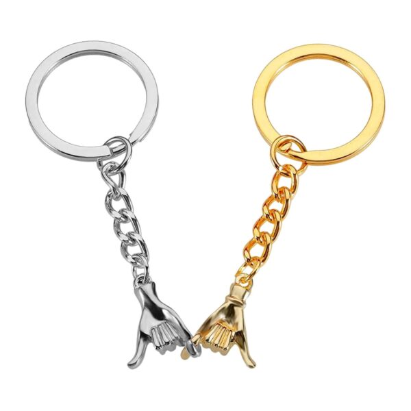 Silver Gold Promise Hand Matching Couple Keychain