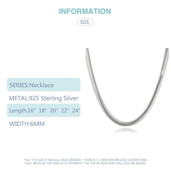 Size info- Flat Snake Chain Necklace