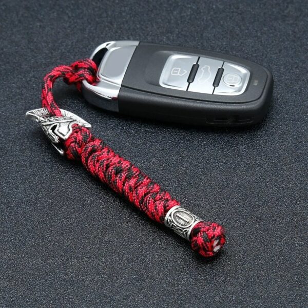 Spartan Warrior Survival Paracord Rope Keychain - camouflage_red