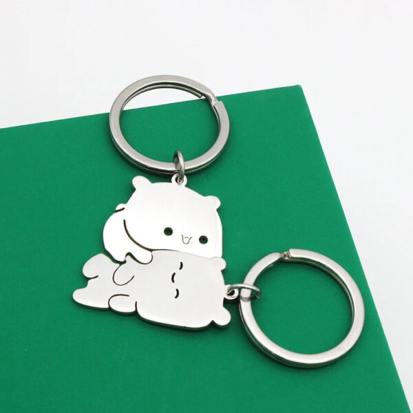 Stainless Steel Bear Couple Keychains (1)