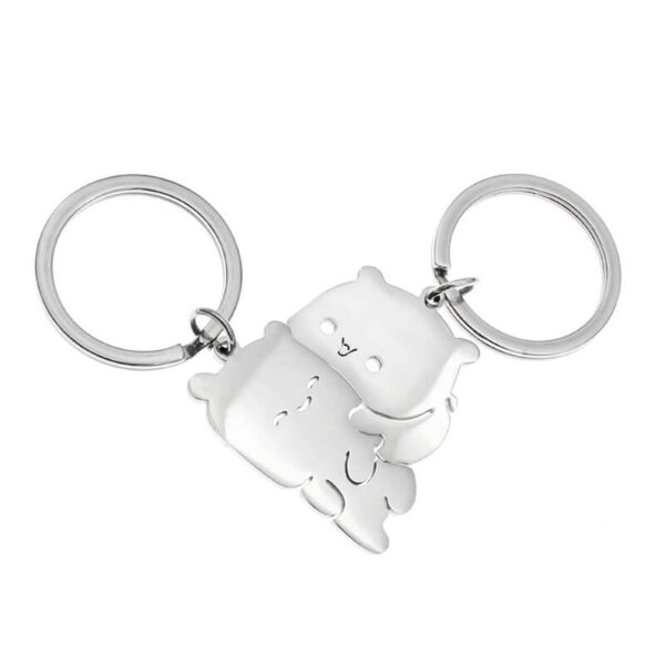 Stainless Steel Bear Couple Keychains (3)